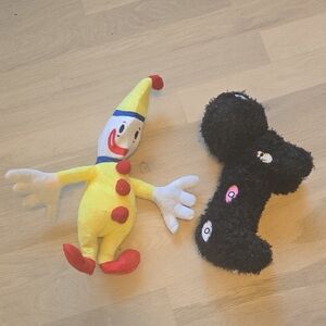 Colorful Clown and Black Plush Toy Set